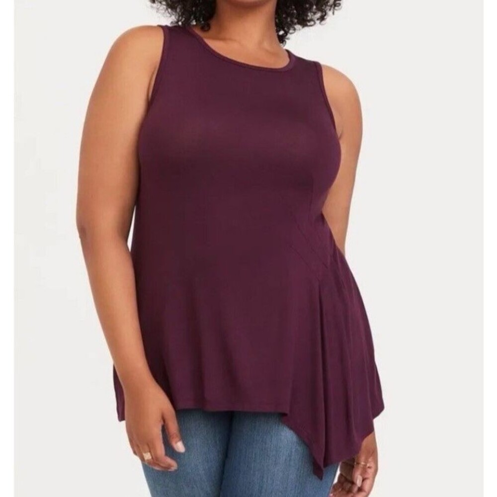 Torrid Super Soft Knits Asymmetric Maroon Tank Size 1 (1X)